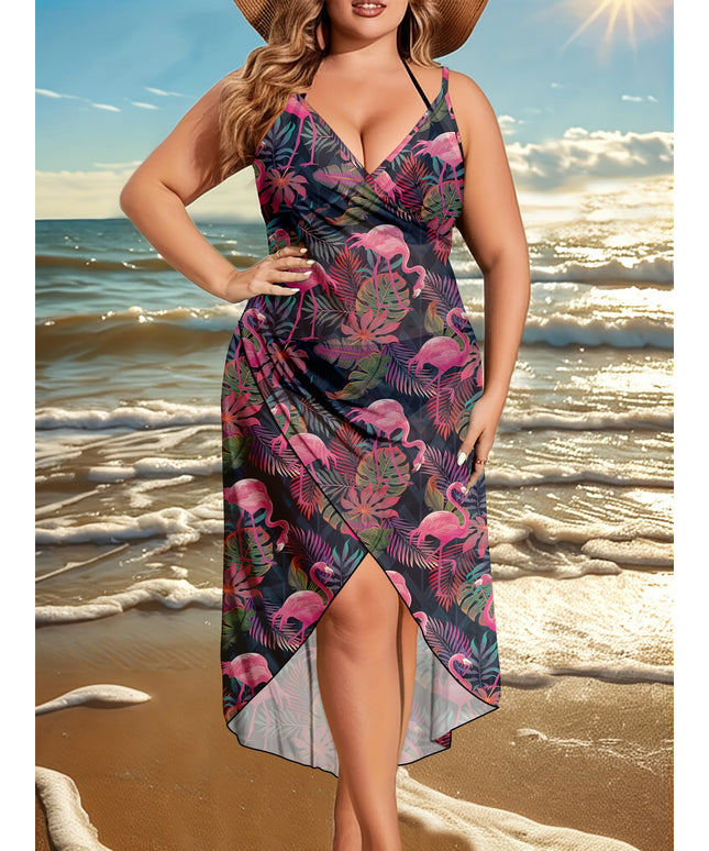 KissICON Curve Bohemian Flamingo Beach Coverup – Tropical