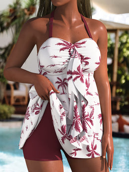 KissICON Curve Coconut Tree Backless Offshoulder Tankini