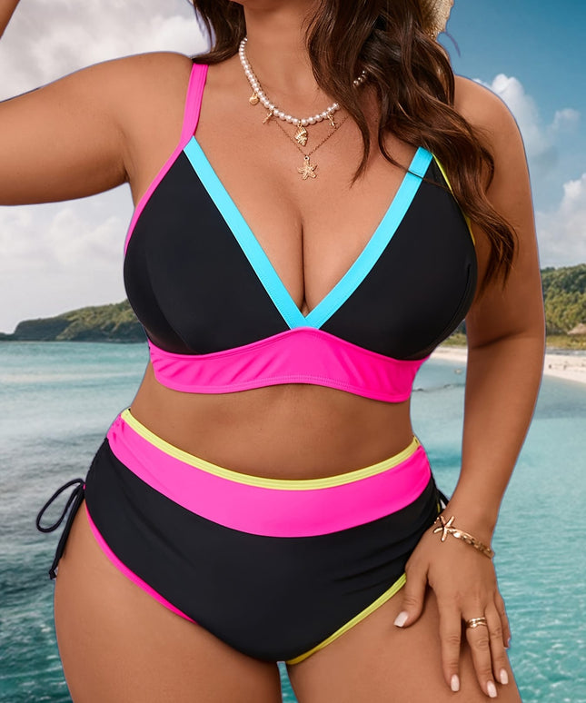 KissICON Curve Color Block Two-piece Bikini – Split Beachwear