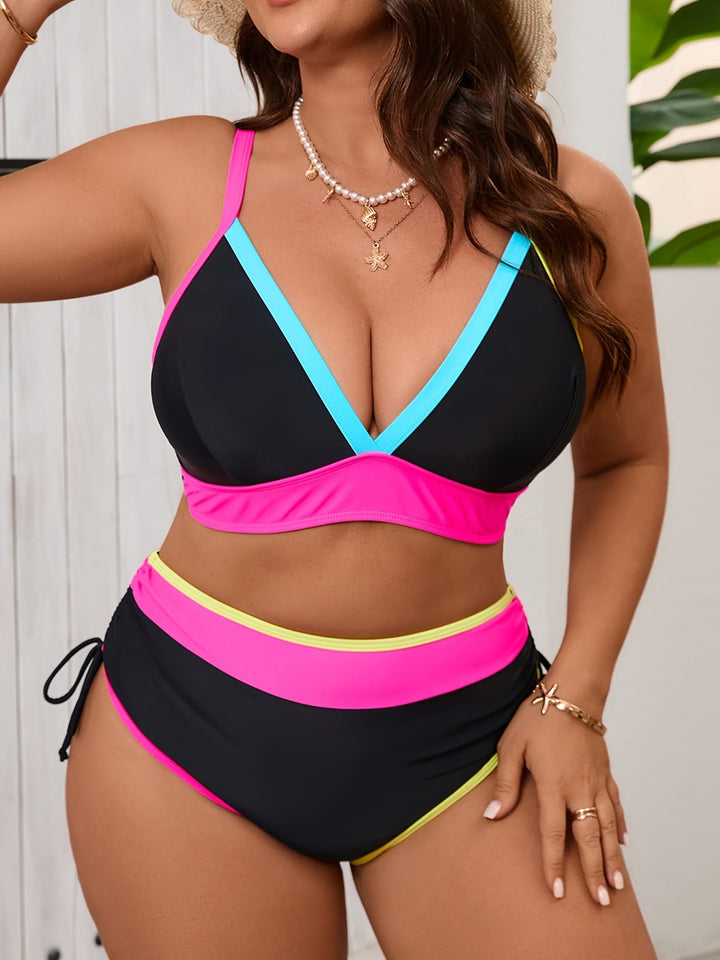 Curve Color Block Two-piece Bikini – Split Beachwear
