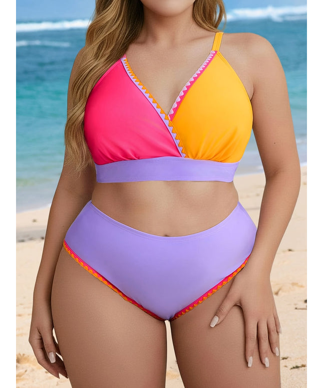 KissICON Curve Color Block V-Neck Bikini – Elasticity