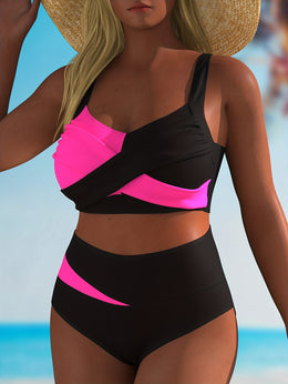 KissICON Curve Colorblock Highelastic Crossstrap Bikini
