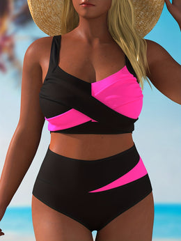 KissICON Curve Colorblock Highelastic Crossstrap Bikini