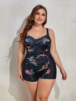 KissICON Curve Comfy Chic Patchwork Ruched One-piece Swimsuit