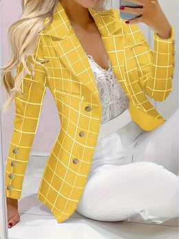 KissICON Curve Elegant Checkered Tailored Blazer – Mature