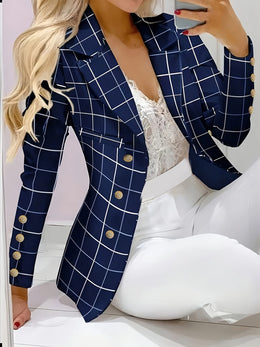 KissICON Curve Elegant Checkered Tailored Blazer – Mature