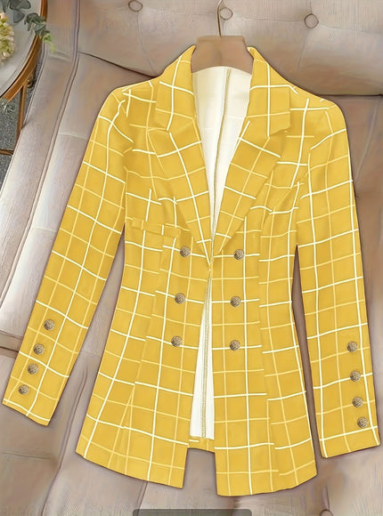 KissICON Curve Elegant Checkered Tailored Blazer – Mature