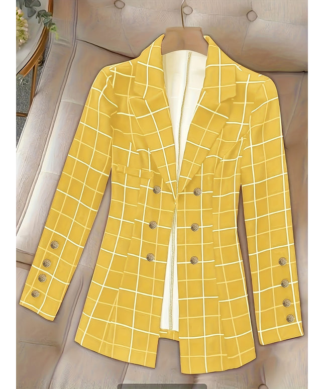 KissICON Curve Elegant Checkered Tailored Blazer – Mature