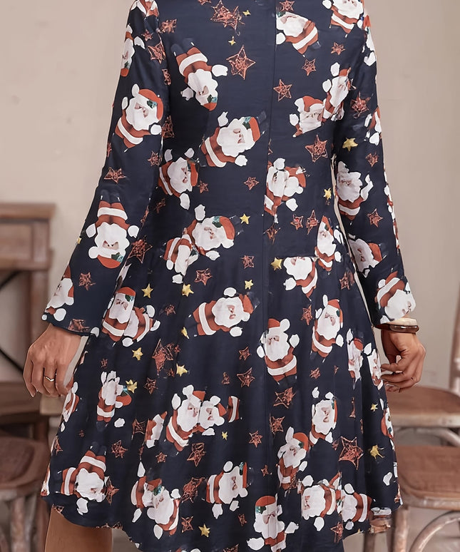 KissICON Curve Elegant Christmas Santa Snowflake Party Blouse