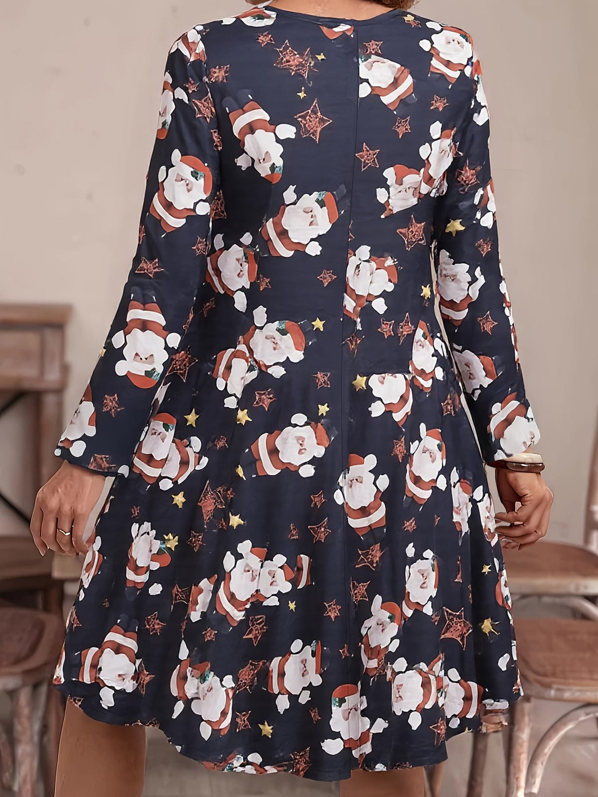 KissICON Curve Elegant Christmas Santa Snowflake Party Blouse