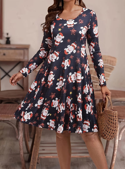 KissICON Curve Elegant Christmas Santa Snowflake Party Blouse
