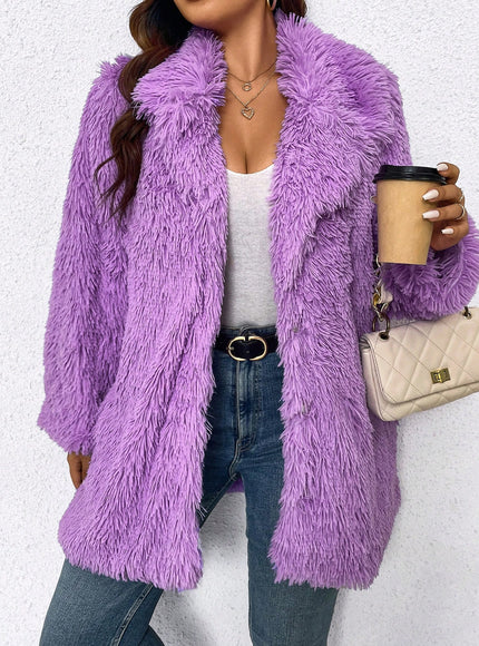 KissICON Curve Faux Fur Coat – Plush Furry Fall