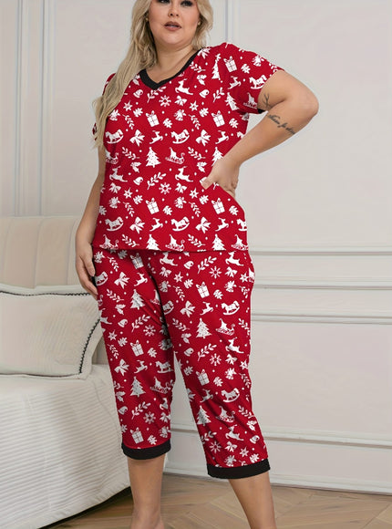 KissICON Curve Festive Cartoon Christmas Pajama Set