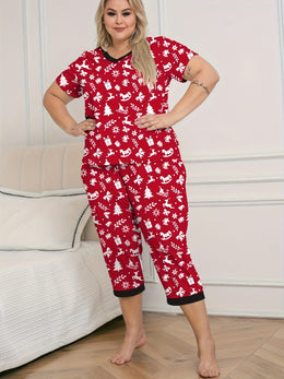 KissICON Curve Festive Cartoon Christmas Pajama Set