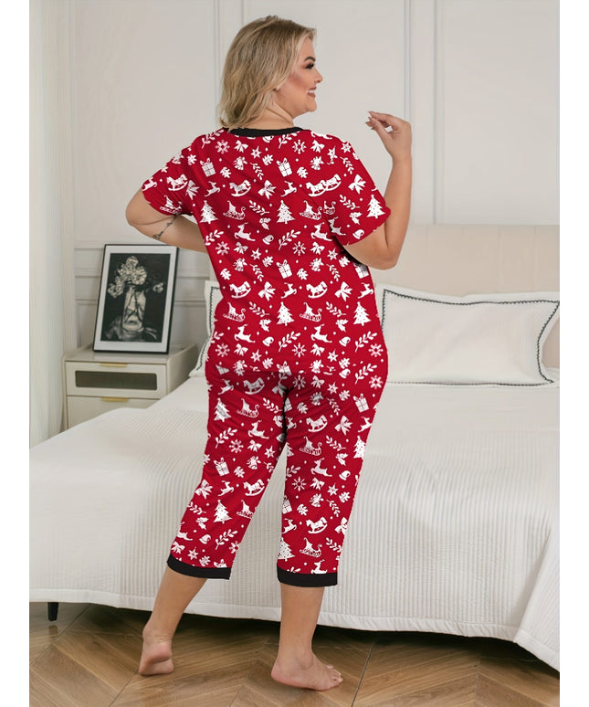 KissICON Curve Festive Cartoon Christmas Pajama Set