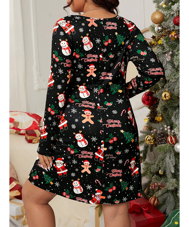 KissICON Curve Festive Santa Snowflake Party Dress