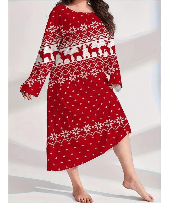 KissICON Curve Festive Snowflake Reindeer Christmas Sleepgown Dress