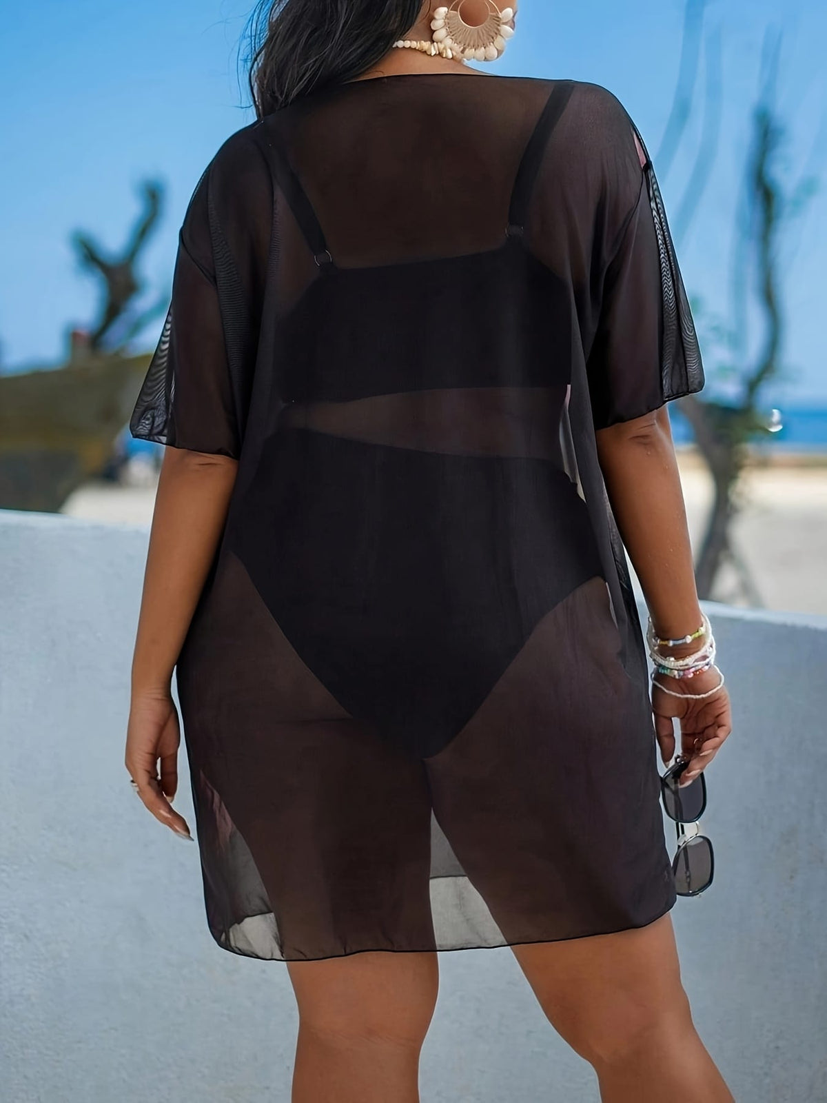 KissICON Curve Floral Beach Coverup – Lightweight Stretchy