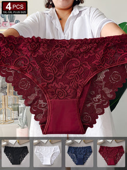 KissICON Curve Floral Lace Briefs – 4 Pairs