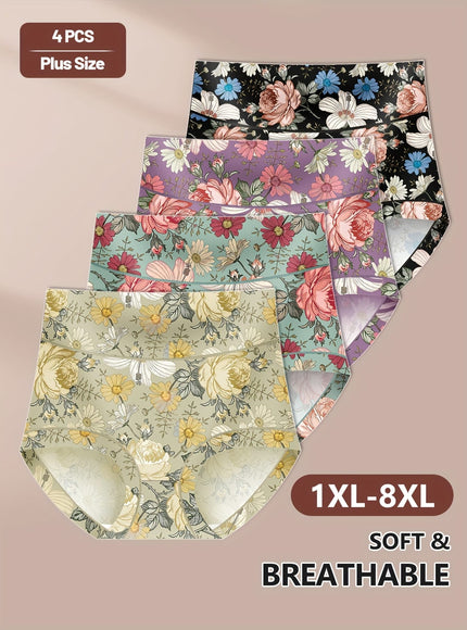 KissICON Curve Floral Print Briefs – Soft Stretchy Elegant