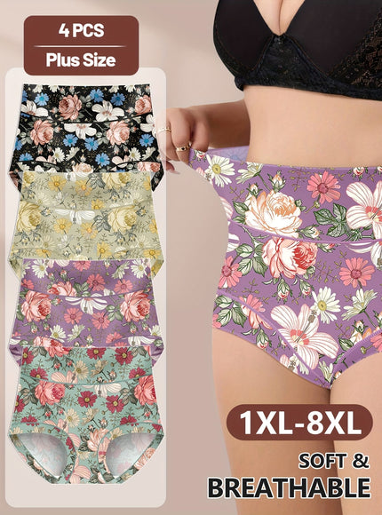 KissICON Curve Floral Print Briefs – Soft Stretchy Elegant