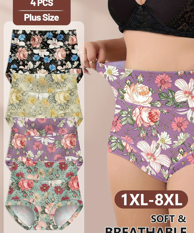 KissICON Curve Floral Print Briefs – Soft Stretchy Elegant