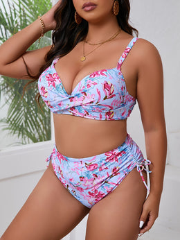 KissICON Curve Floral Print Hard Shell Split Bikini – Beachwear