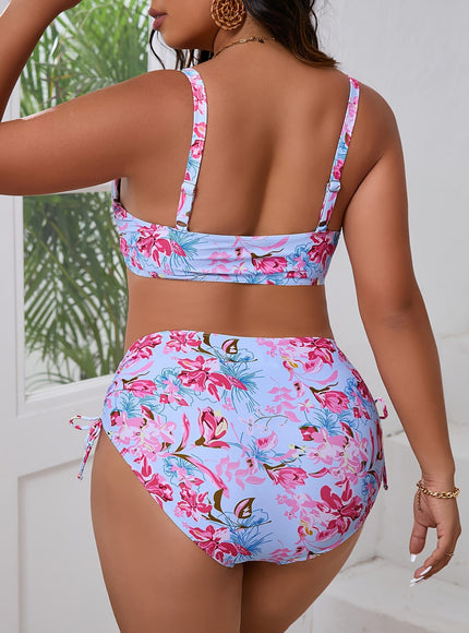 KissICON Curve Floral Print Hard Shell Split Bikini – Beachwear