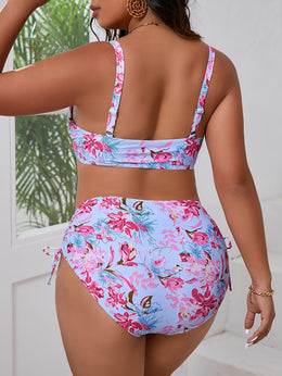 KissICON Curve Floral Print Hard Shell Split Bikini – Beachwear