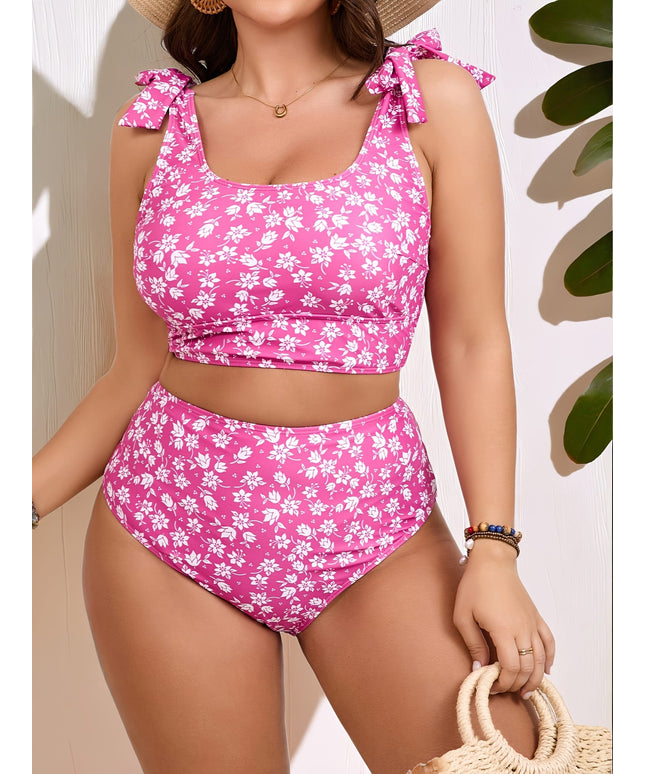 KissICON Curve Floral Square Neck Waist Bikini