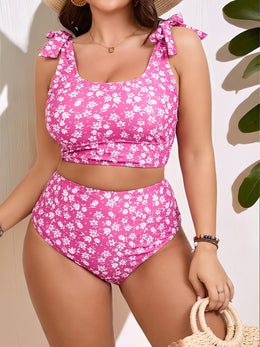 KissICON Curve Floral Square Neck Waist Bikini