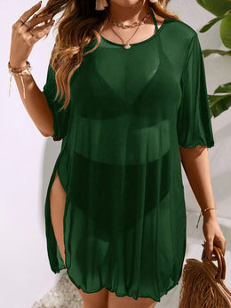 KissICON Curve Green Mesh Beach Coverup