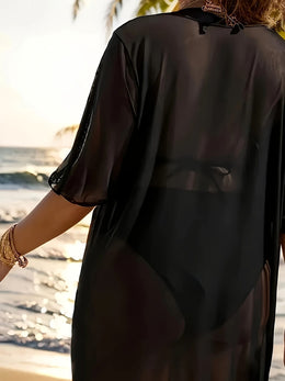 KissICON Curve Green Mesh Beach Coverup