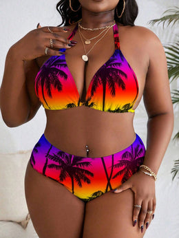 KissICON Curve Halter Neck Tie Back Floral Allover