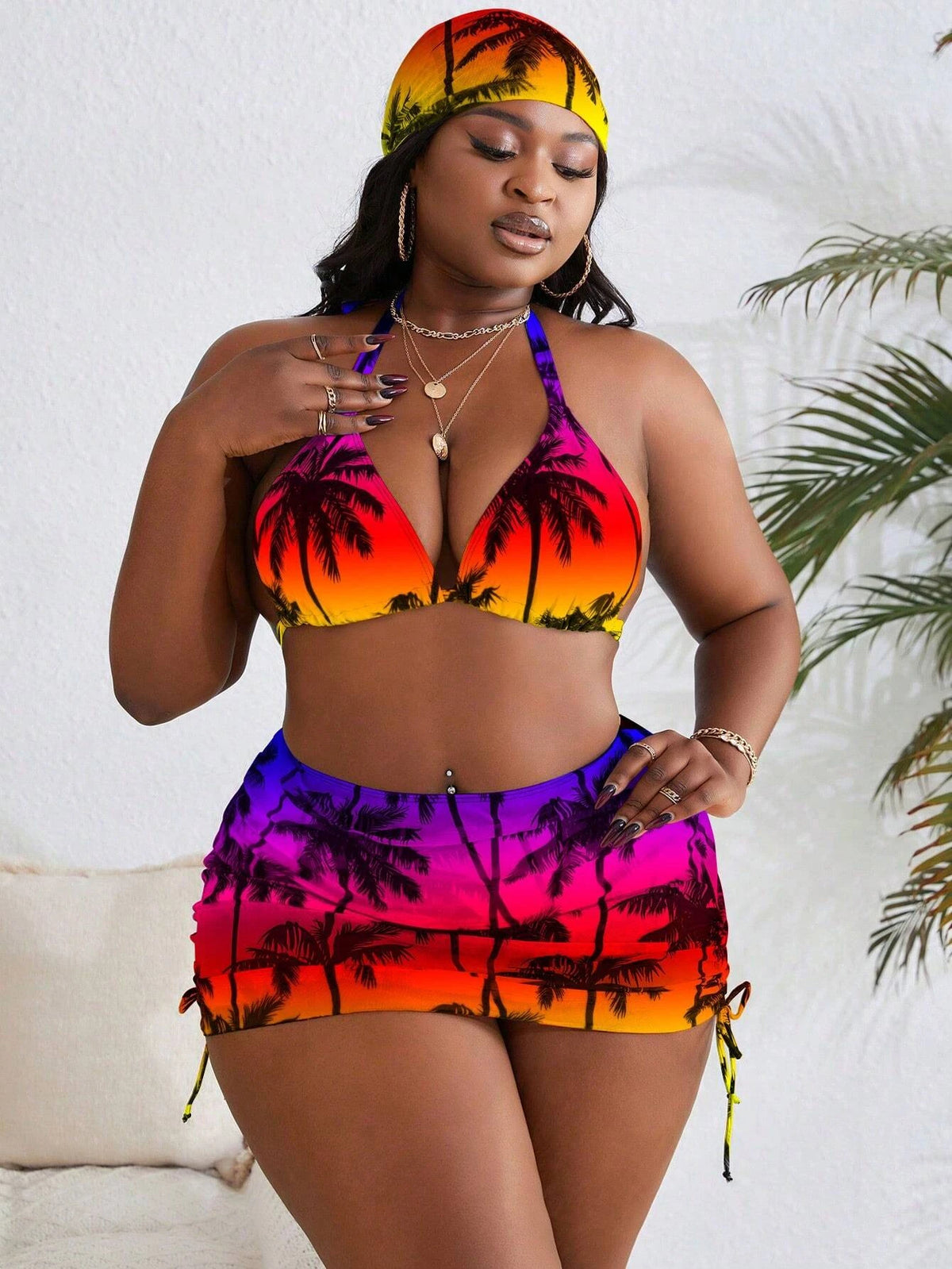 KissICON Curve Halter Neck Tie Back Floral Allover