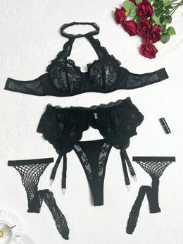KissICON Curve Lace Lingerie – Halter Garter Belt