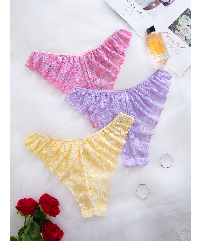 KissICON Curve Lace Thong Briefs – Comfy 3pack