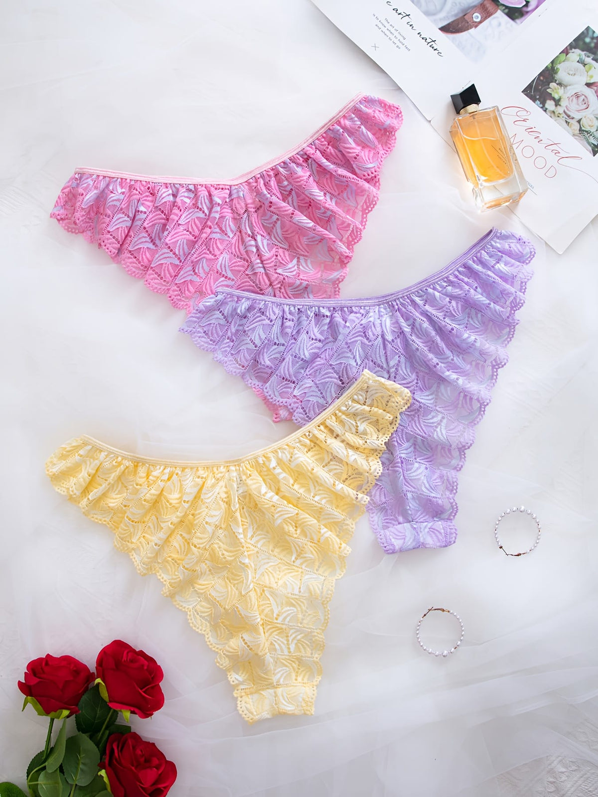 KissICON Curve Lace Thong Briefs – Comfy 3pack