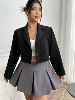 KissICON Curve Lapel Neck Crop Blazer