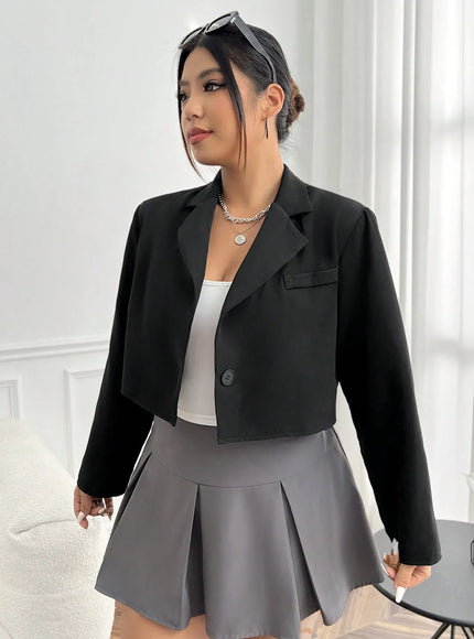 KissICON Curve Lapel Neck Crop Blazer