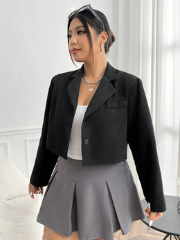 KissICON Curve Lapel Neck Crop Blazer