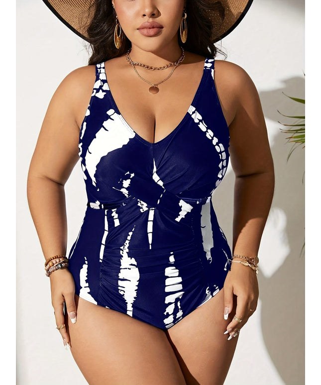 KissICON Curve Modest Black White Print Halter Bikini
