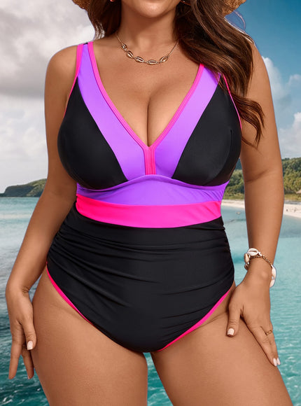 KissICON Curve One-piece Color Matching Nylon Bikini –