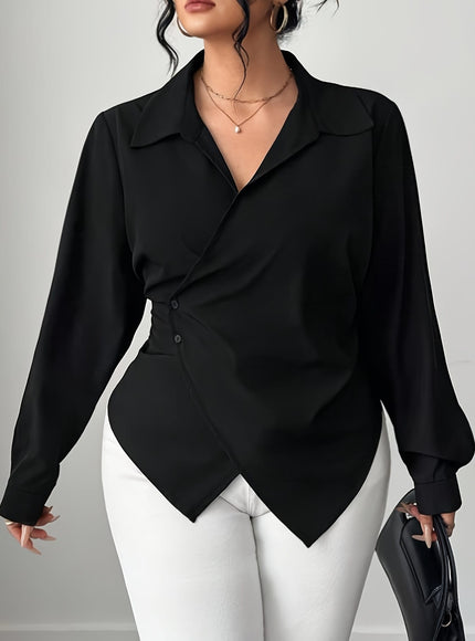 KissICON Curve Oversized Black Collar Shirt – Formal Wear