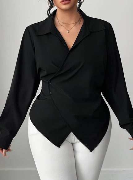 KissICON Curve Oversized Black Collar Shirt – Formal Wear