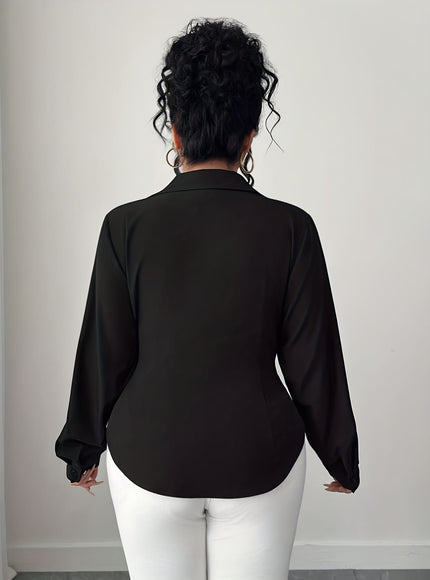 KissICON Curve Oversized Black Collar Shirt – Formal Wear
