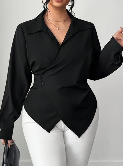 KissICON Curve Oversized Black Collar Shirt – Formal Wear