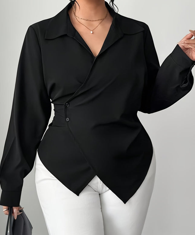 KissICON Curve Oversized Black Collar Shirt – Formal Wear