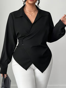 KissICON Curve Oversized Black Collar Shirt – Formal Wear