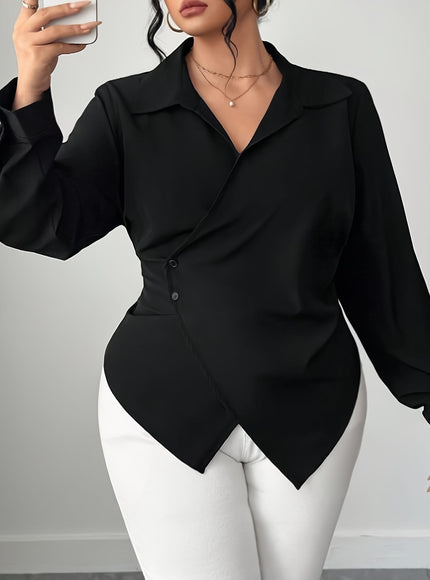 KissICON Curve Oversized Black Collar Shirt – Formal Wear